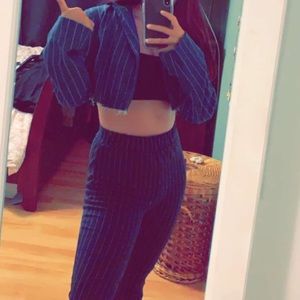 Blue Urban Outfitters Pin Stripe cropped blazer